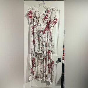 Torrid White and Pink Floral Short Romper with Long Skirt Womens Plus Size 20
